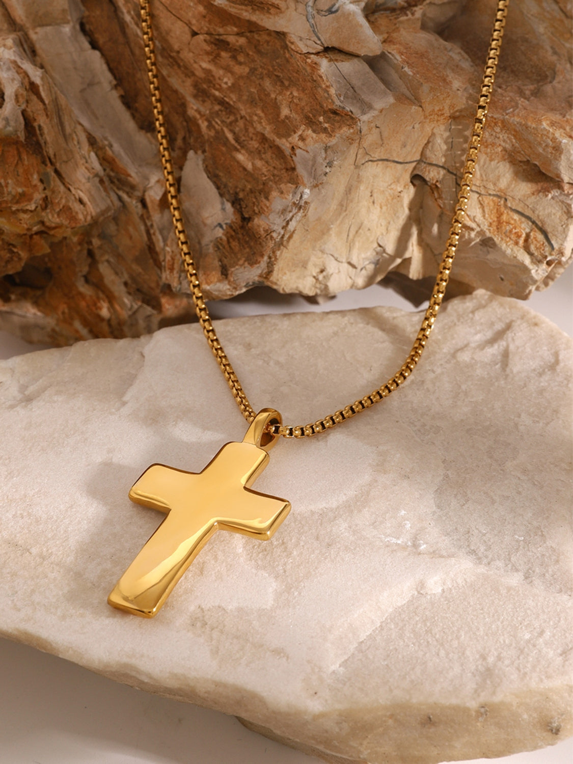 18K Gold-Plated Inlaid Zircon Cross Necklace