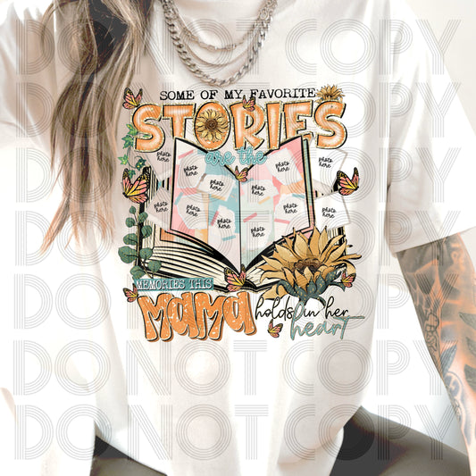 Some of my favorite stories are the memories this mama holds in her heart (orange)