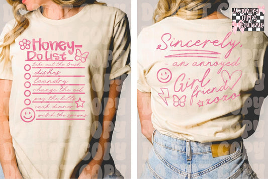 Honey Do List- an annoyed girlfriend