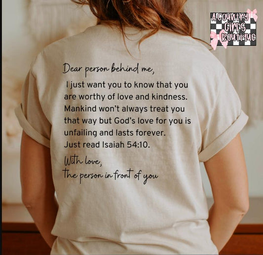 Dear person behind me