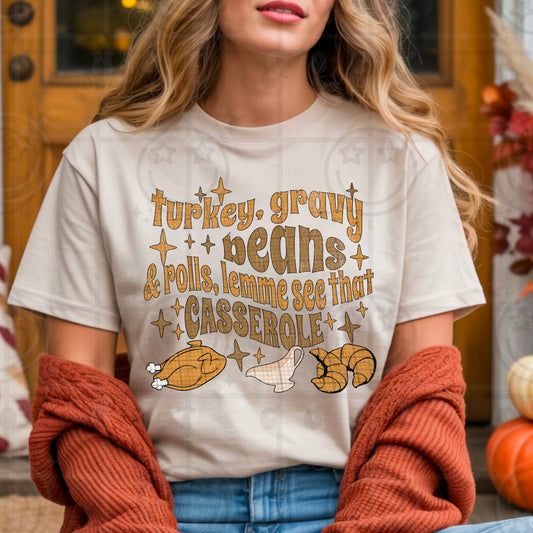 Turkey Gravy beans and rolls