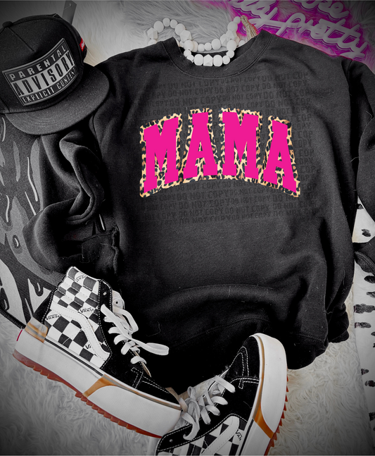 Pink Mama Leopard Print T-shirt or Sweatshirt