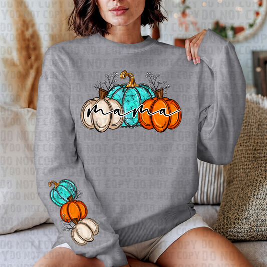 Mama Fall Pumpkins Long Sleeve or Crewneck