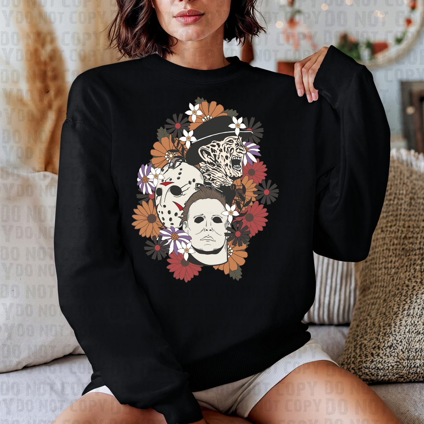 Floral Horror Friends Long Sleeve or Crewneck