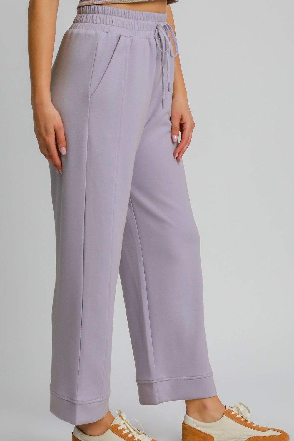 Umgee Drawstring Elastic Waist Wide Leg Pants