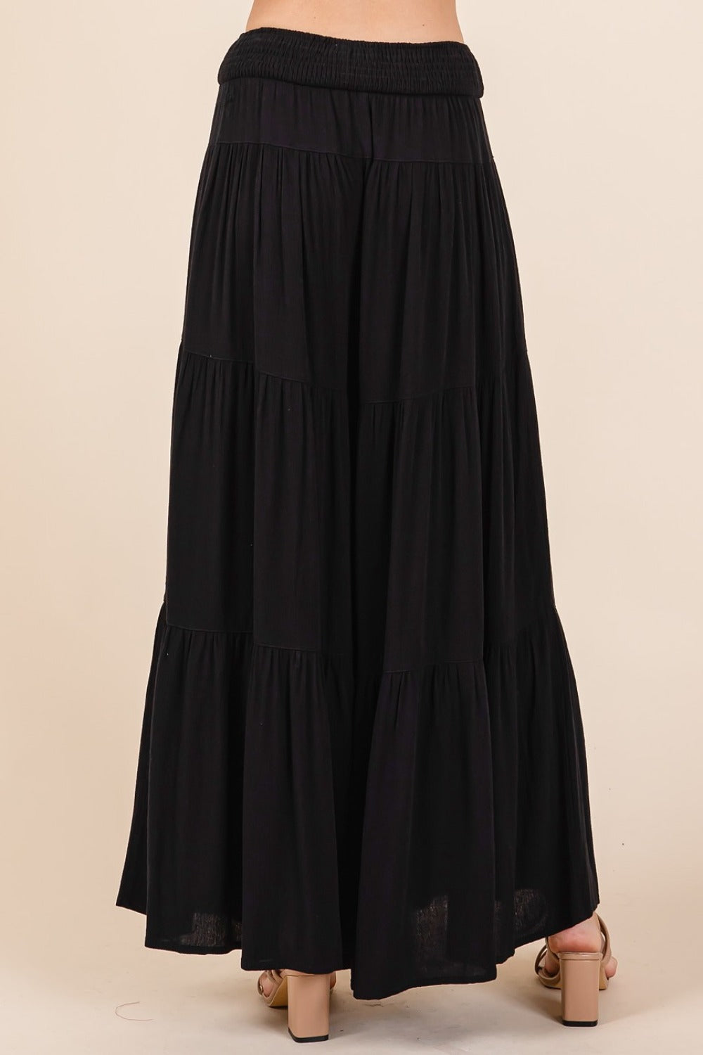 Mittoshop Tier Detail Smocked Elastic Waist Wide Leg Pants