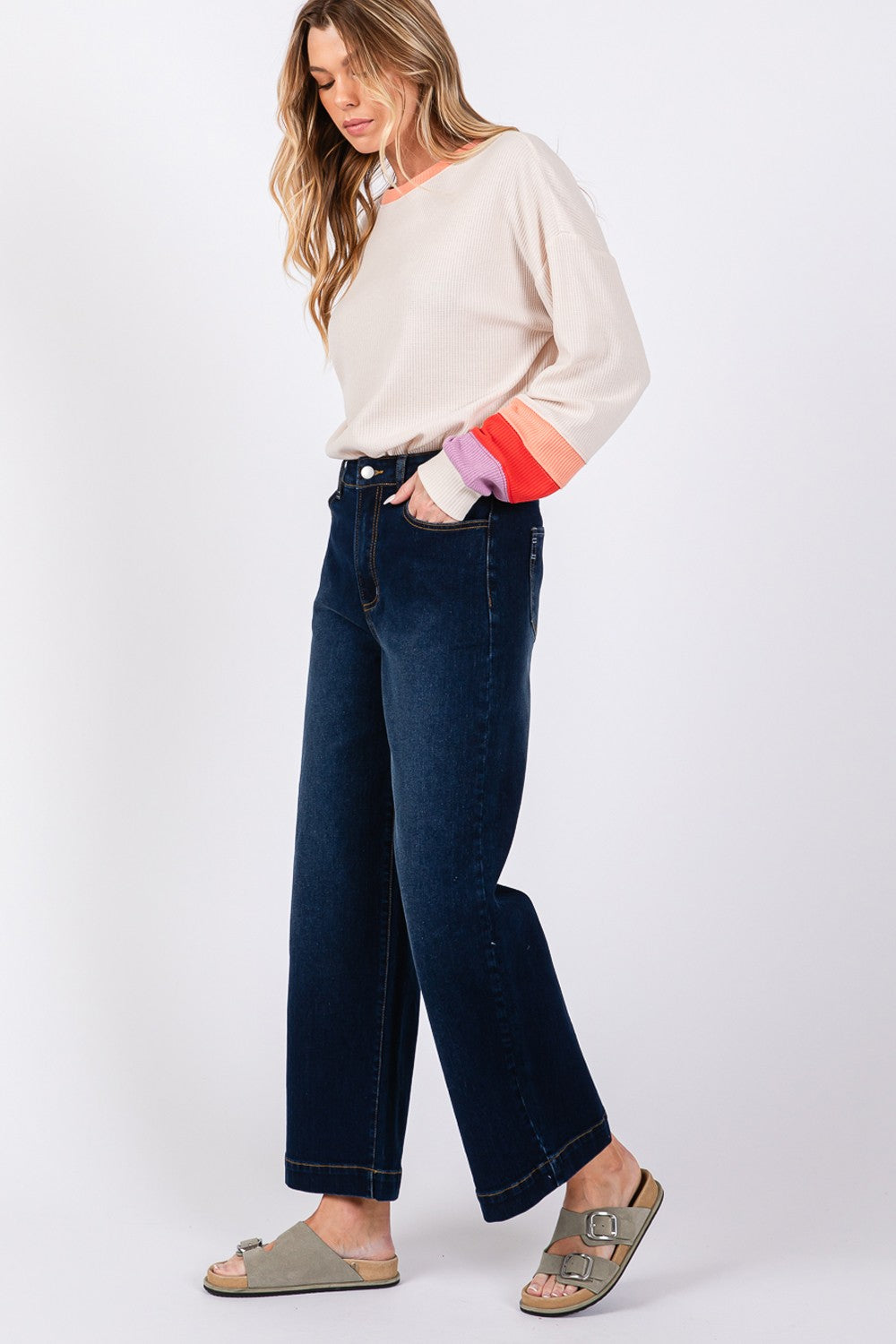 SAGE + FIG High Waist Wide Leg Jeans