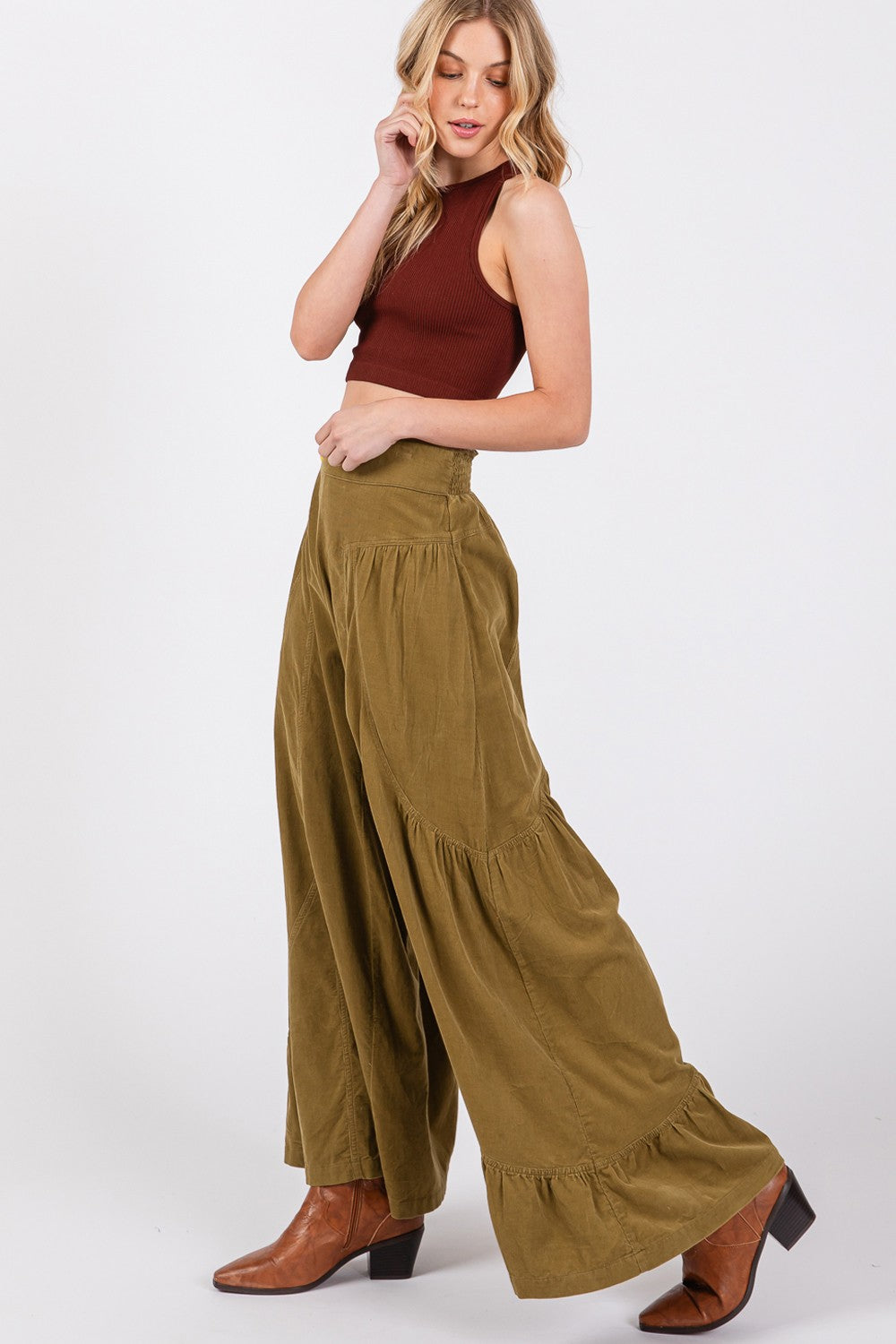 SAGE + FIG High Rise Corduroy Wide Leg Pants